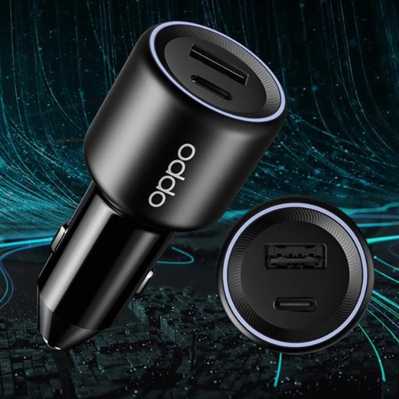 

CCB7JACH Supervooc Car Charger 80W For OPPO Find X7 X6 X5 Reno 11 10 9 8 SE Ace 2 K9 K10 Pro USB A+USB C Dual Ports Auto Charger