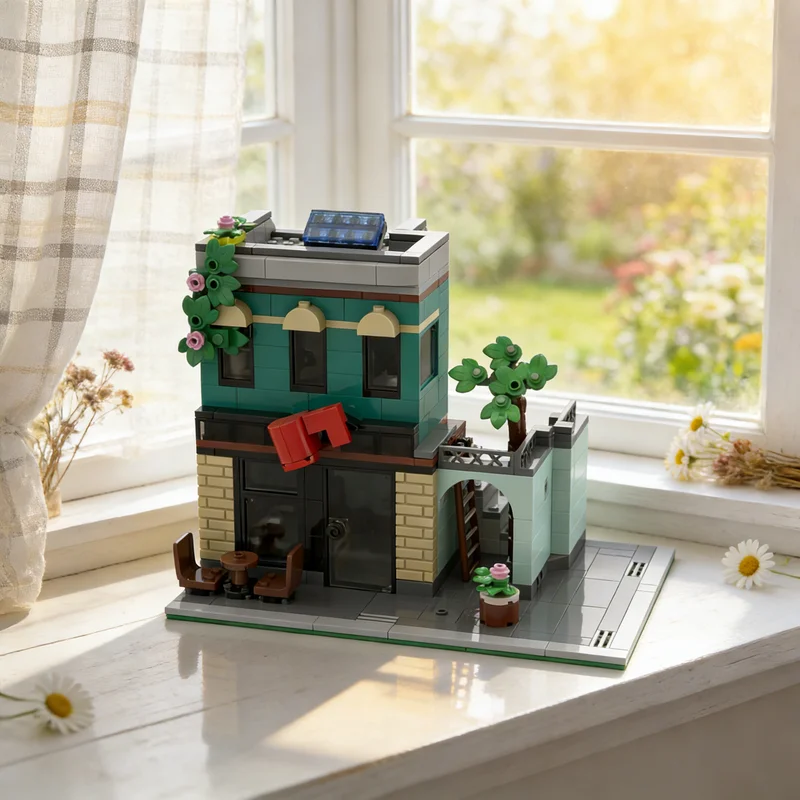 

517 деталей, модульная модель кофейни MOC, конструктор, архитектурная игрушка, рождественский подарок, сборка своими руками, креативная идея