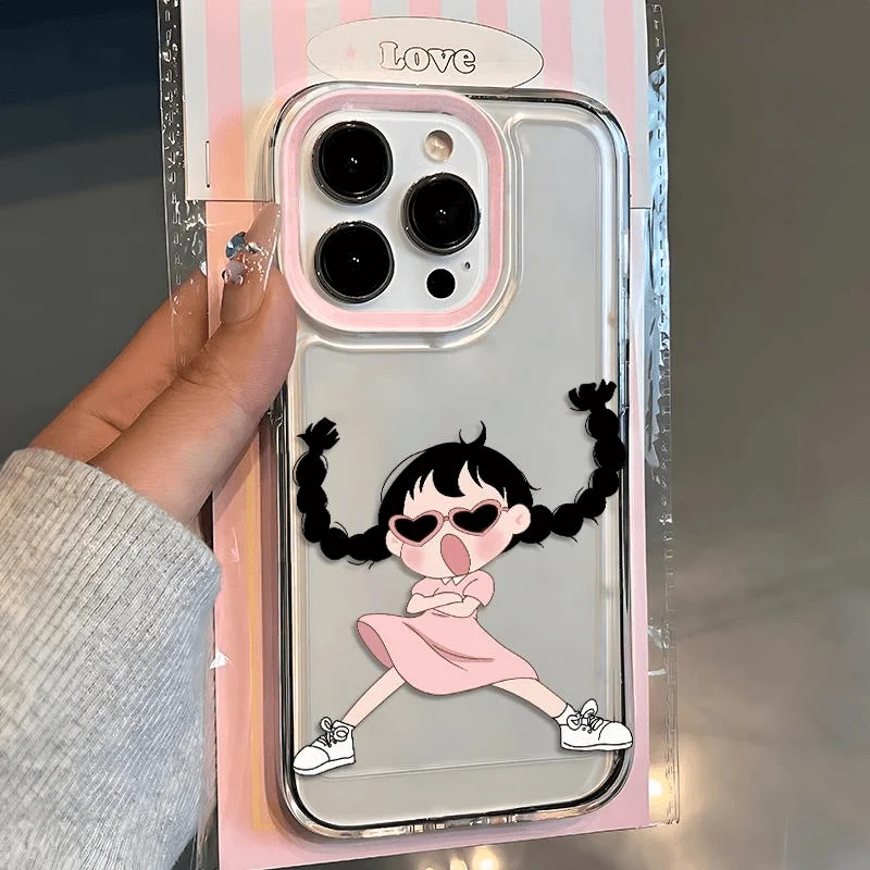 Cool Cute Braid Girl Clear Space Phone Case For Oppo F11 Find X5 Reno 6 7 7Z 8 8T 10 11 12 Realme 9 C30 C53 C63 Pro Plus 5G