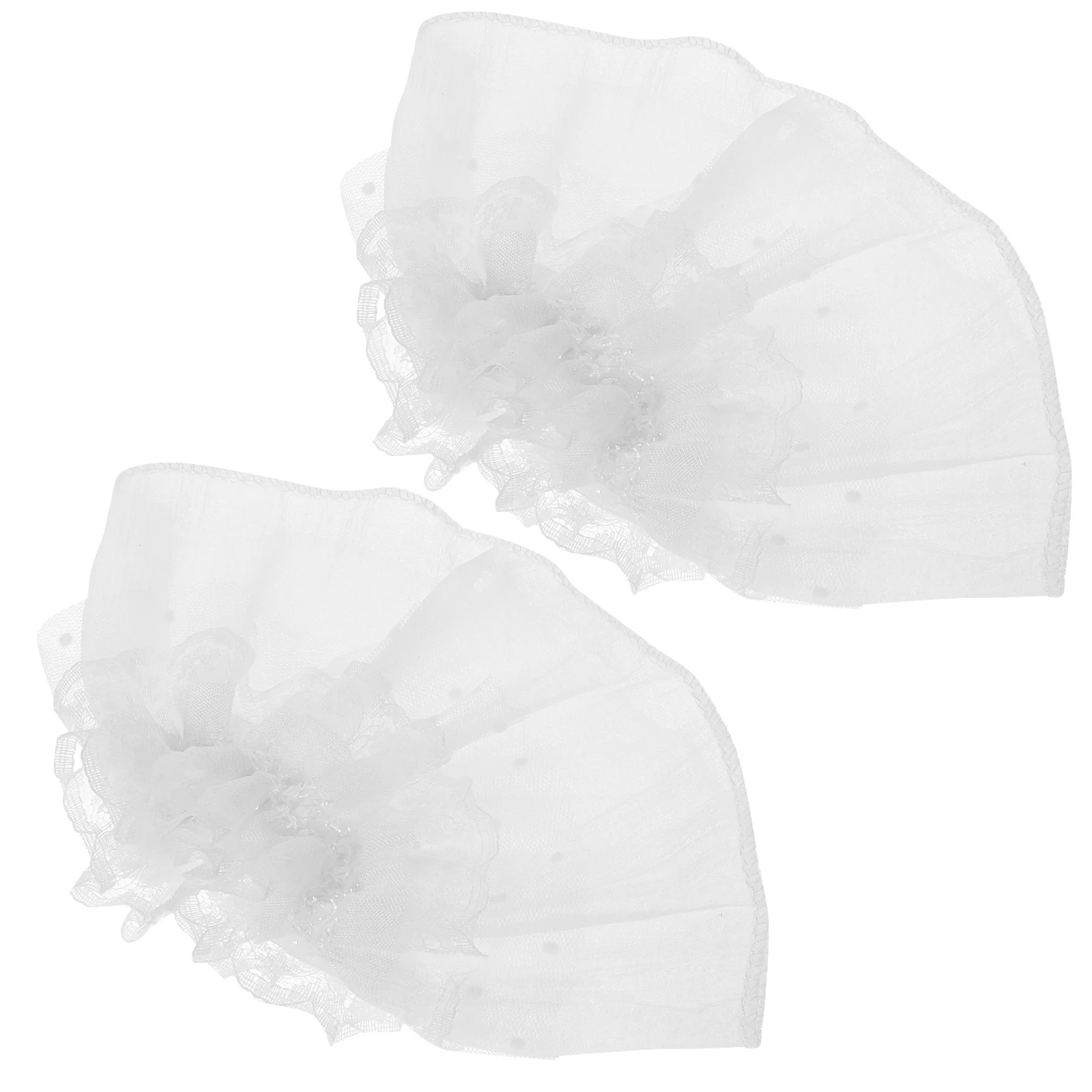 2 قطعة الأكمام وهمية انفصال الدانتيل الأبيض المعصم الأصفاد لوليتا نمط مطوي القرن ل الزفاف النساء موضة اكسسوارات الزفاف #3