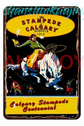 1912 Calgary Stampede Rodeo cartel de chapa de Metal Broncs Bull Rope cartel