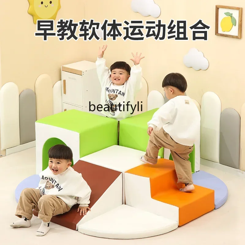

sensory integration training climbing ladder Children's software climbing and sliding combination, early education slide soft