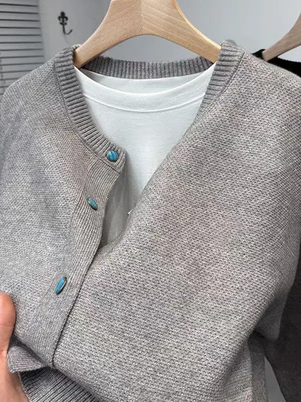 

Высококачественный мужской вязаный кардиган большого размера с круглым вырезом, бирюзовый, осенне-зимний, удобный, дышащий