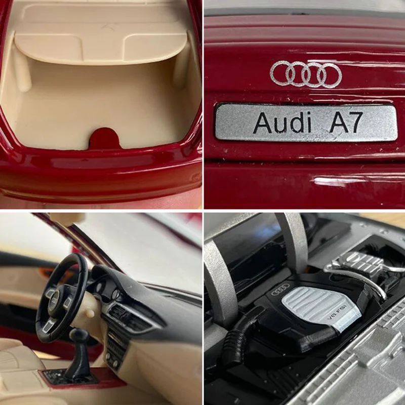 1:24 AUDI A7 modello in lega pressofuso in metallo veicoli giocattolo collezione di modelli di auto suono tirare indietro luce alta simulazione giocattolo per bambini F249