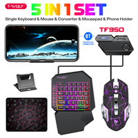 T-wolf Tf950 5-in-1 Mobile Gaming Set – One-handed Keyboard, Mouse & Tablet Stand – For Pubg Mobile, Cod & Fps Games – Ultra-pre