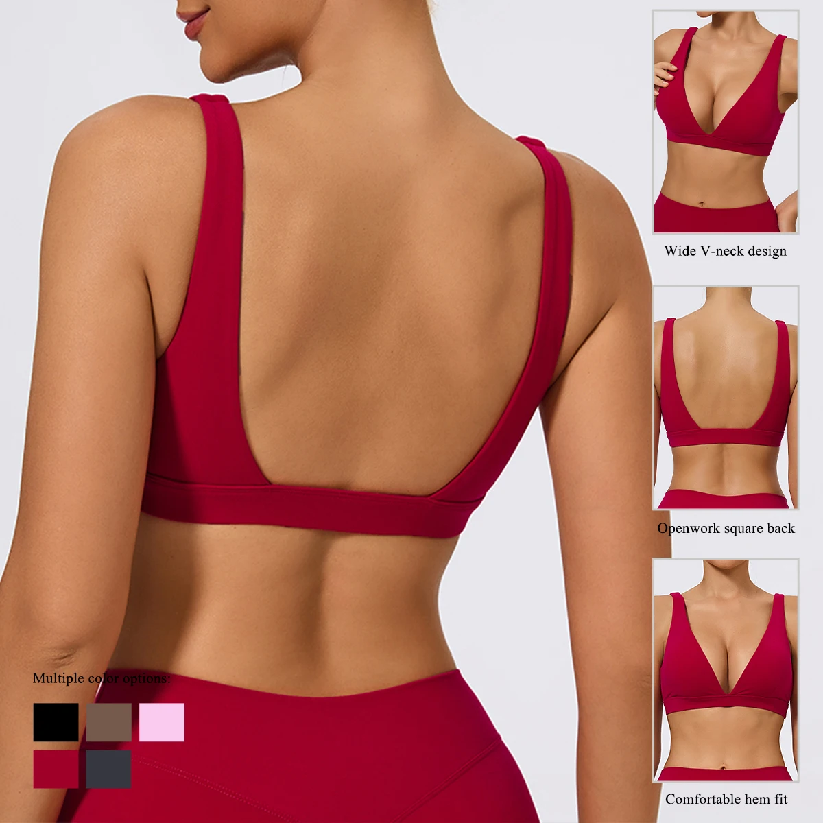 Hearuisavy Summer Push-Up Sports Bra Gym Yoga Top Female Underwear Breathable Fitness Tops High Impact Running Workout Crop Top