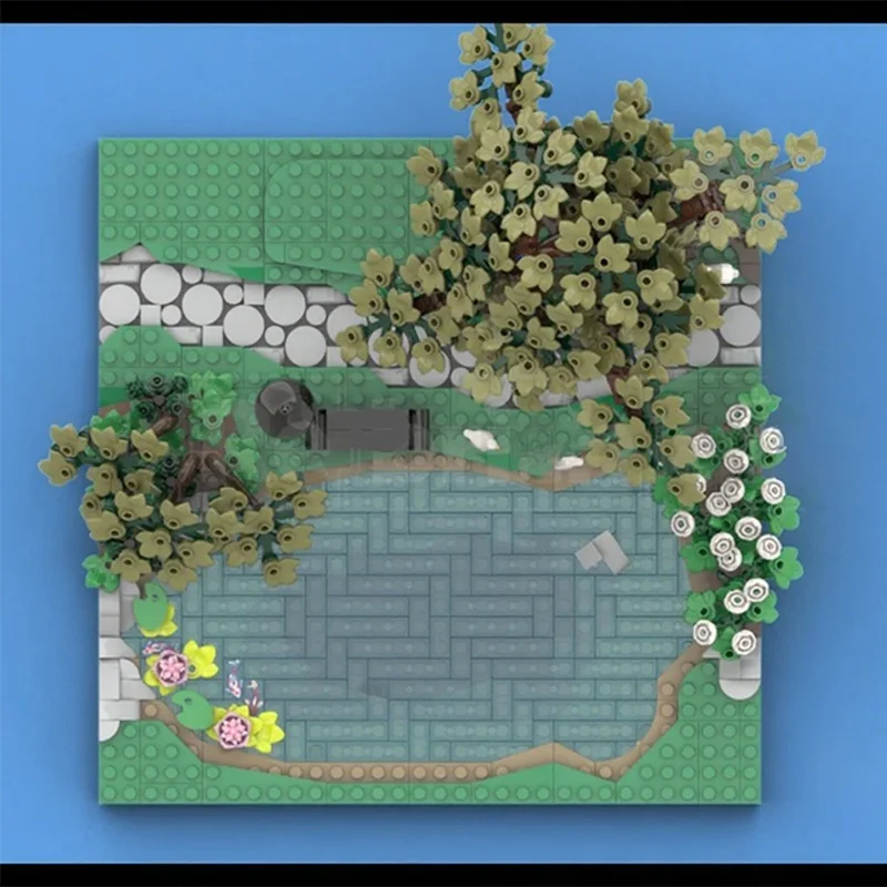 1818 قطعة MOC بركة وملعب حزمة المدينة نموذج اللبنات ألعاب البناء فكرة إبداعية التعليم هدية الكريسماس للأطفال