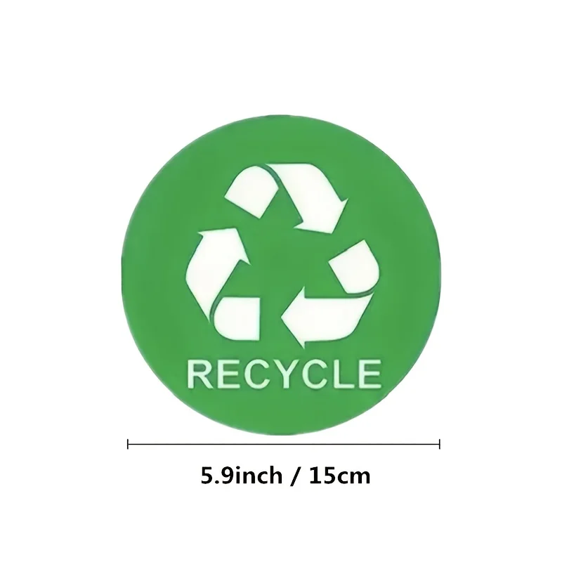 6pcs 5.9-Inch Round Trash Can Label Stickers-Green Recyclable,Black Waste,Sorting Adhesive Stickers,Waste Indicator Sign Sticker