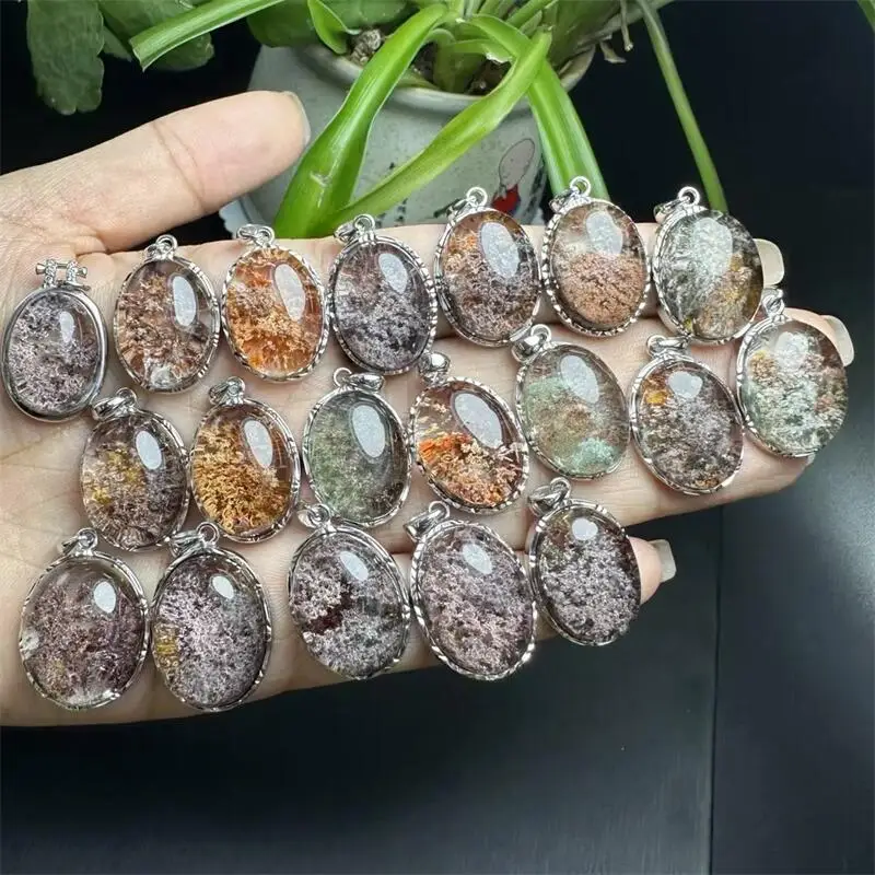 

S925 Natural Colored Garden Quartz Freeform Pendant Crystal Healing DIY Necklace Fashion Jewelry Accessories Exquisite