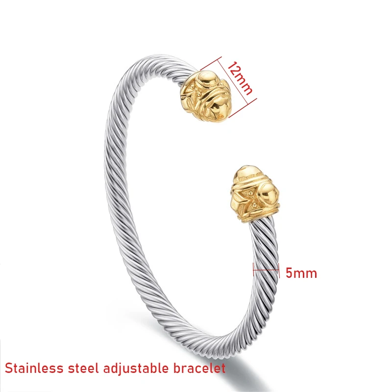 Retro Style Open Cuff Bracelets Stainless Steel Cable Wire Bangle For Women For Men Adjustable Chic Jewelry Accessorie Wholesale