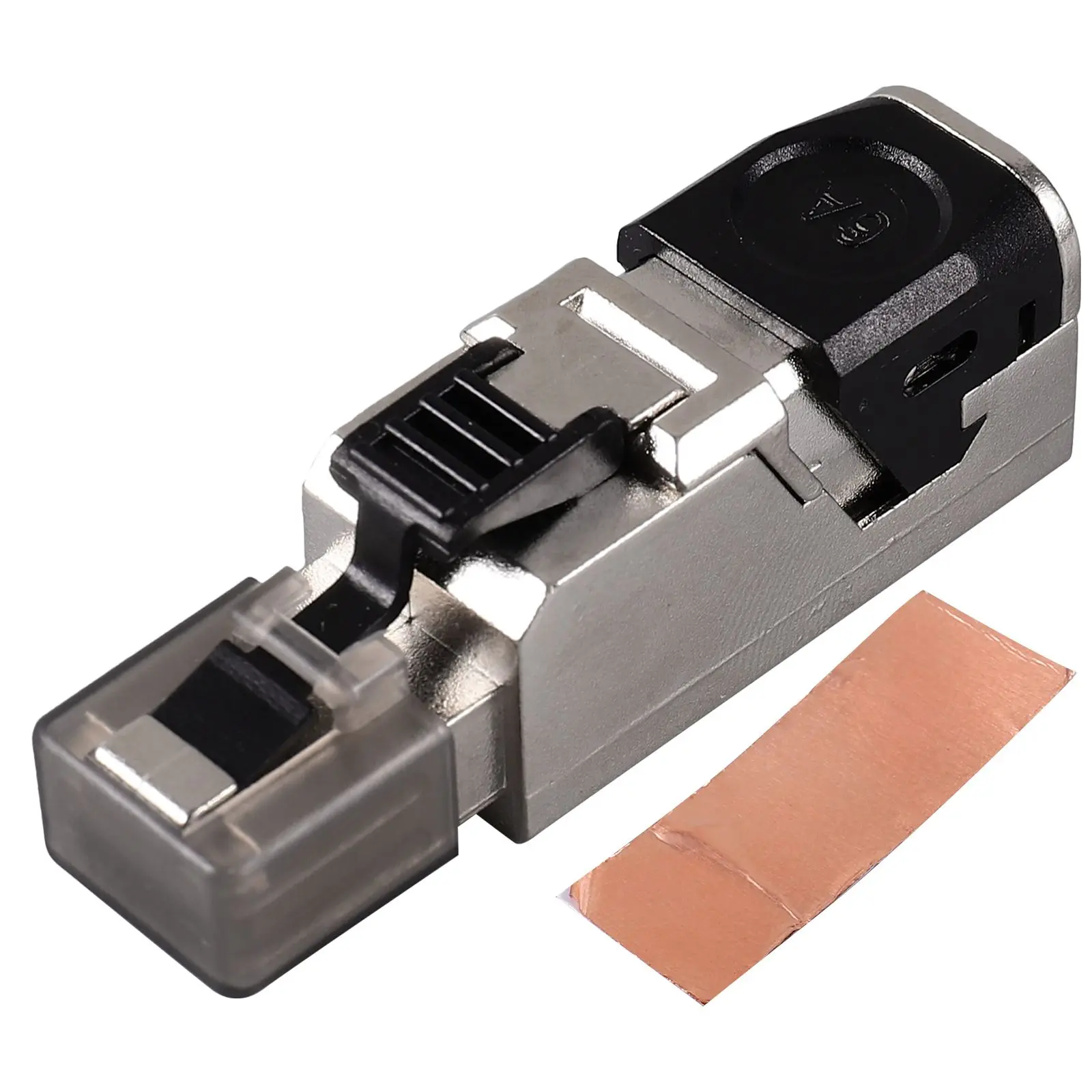 

Crimp-free Modular Shielded Cat6A Connectors Ethernet Cable Plugs Tools-free Network Wiring Compatible Laptop