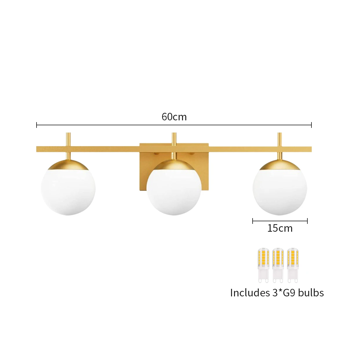 Modern Brass Bathroom Vanity Lights,3-Light Gold Bathroom Over Mirror Wall Sconces Light Fixture With Frosted Milky Glasses