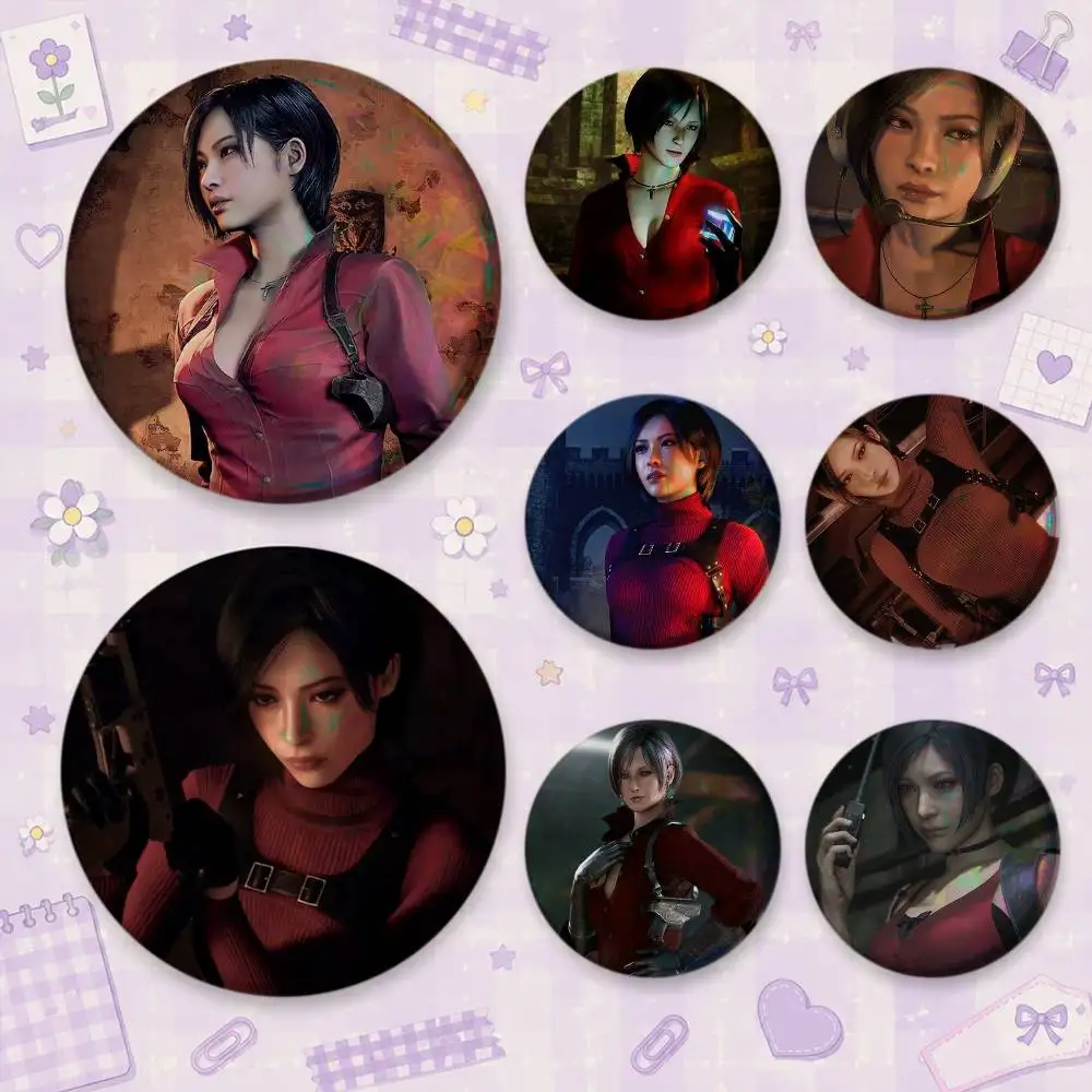 A-Ada Wong R-Resident E-Evil Brooches Cartoon Badge Pins Backpack Hat Accessories Friend Gift