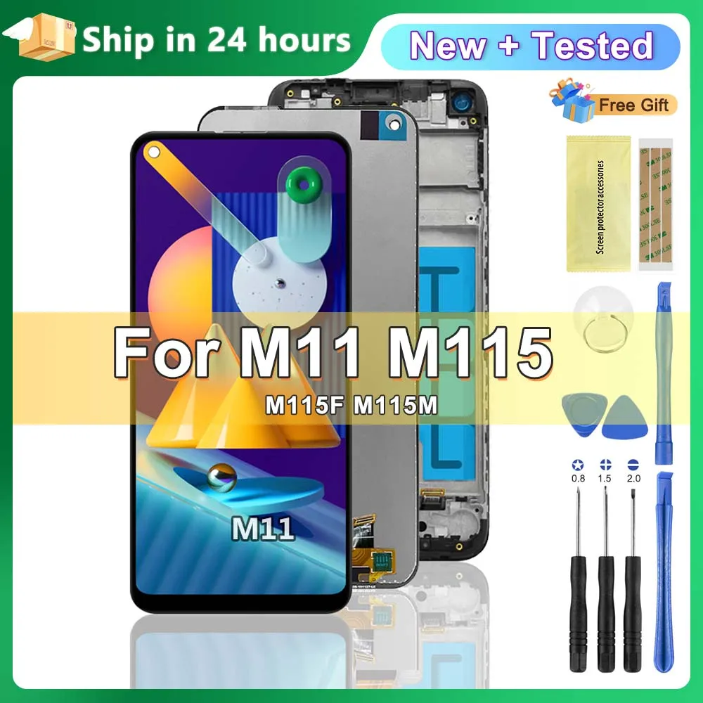 6.4\'\' M11 Display Screen with Frame, for Samsung Galaxy M11 M115 M115F M115M Lcd Display Touch Screen Digitizer Replacement