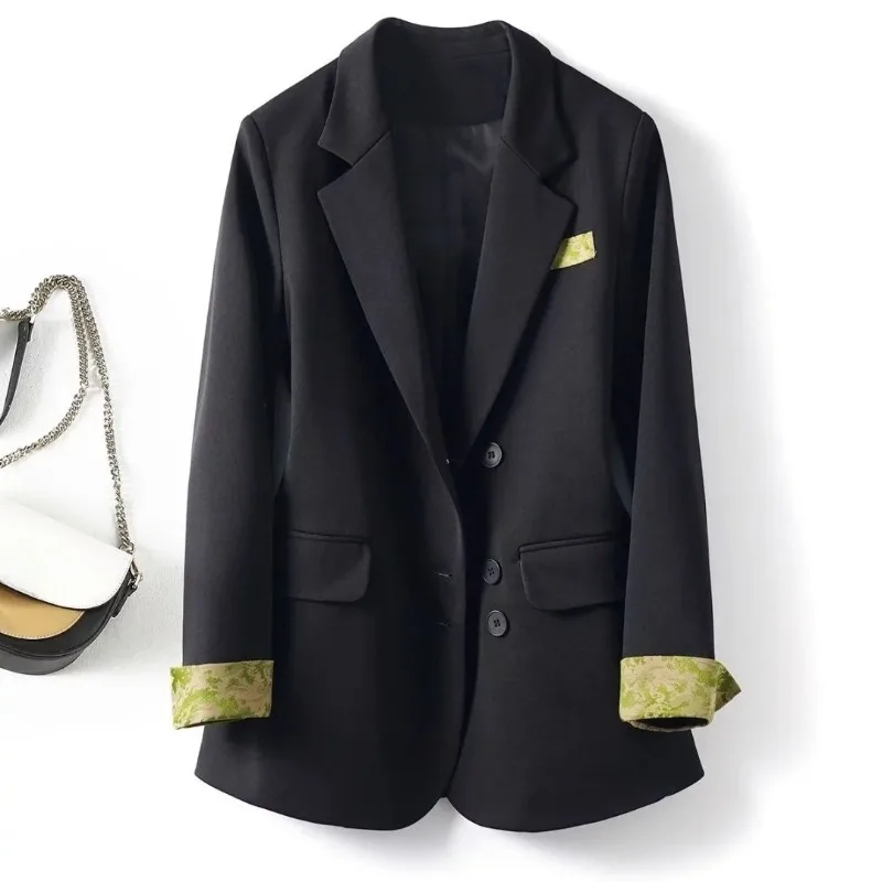 Nowa kolekcja 2025: Damska marynarka w stylu chińskim - modna odzież wierzchnia na wiosnę i jesień z wyższej półki elegancji (bez marki) ​