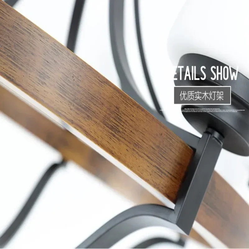 

European Iron Chandelier Retro Bar Table Lamp Wooden Spread Design for Living Room Bedroom Restaurant Atmosphere Lighting