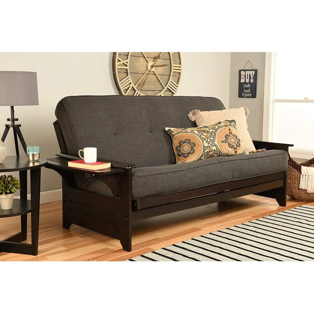 

Furniture Frames, Phoenix Full Size Futon in Espresso Finish, Linen Charcoal Furniture Frames