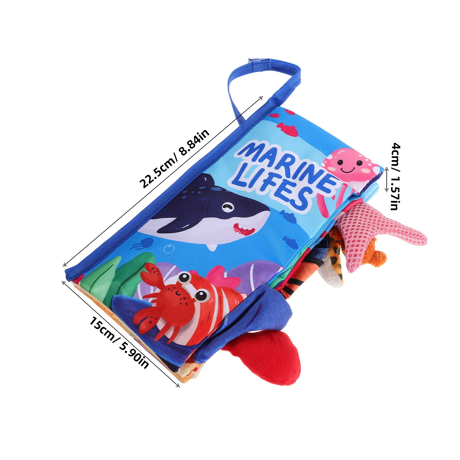 Livre froissé en tissu pour bébé sur le thème de l'océan, livre de bain silencieux pour nourrissons en tissu doux pour le développement sensoriel du nouveau-né, activité d'éducation précoce