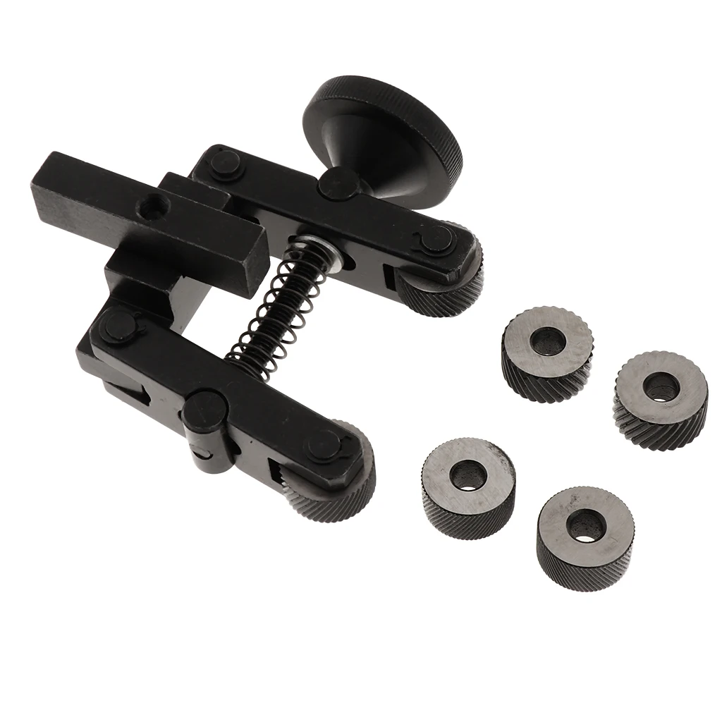 Striated Alloy Knurling Tools Diamond Black Linear Knurl Wheel Holder for Metal Lathe Reticulated Straight Knurl