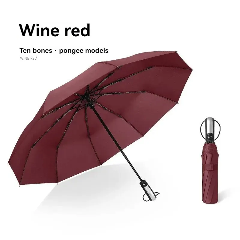 Automatic Folding Vinyl Umbrella, Ten-Bone Umbrella Is Strong, Windproof and Rainproof, Large Umbrella for Business Use