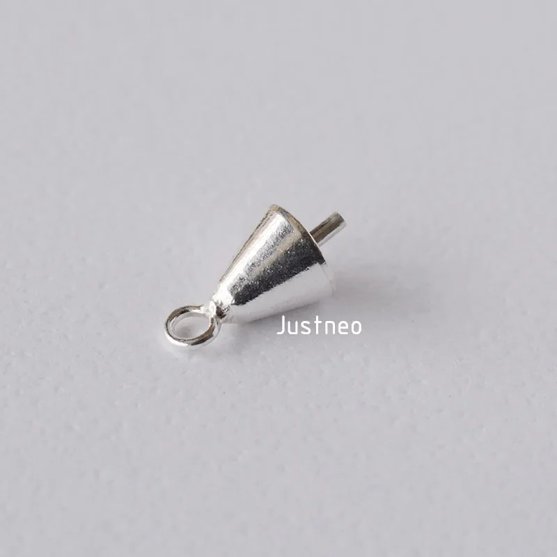 Solid 925 Sterling Silver Drop-shaped Pearl Cup Pendant Bail Connector with Pin, jewelry DIY silver findings/components.