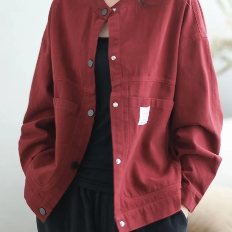 ฤดูใบไม้ร่วงใหม่ Retro หลวมผ้าฝ้ายอเนกประสงค์แฟชั่นเสื้อแจ็คเก็ต