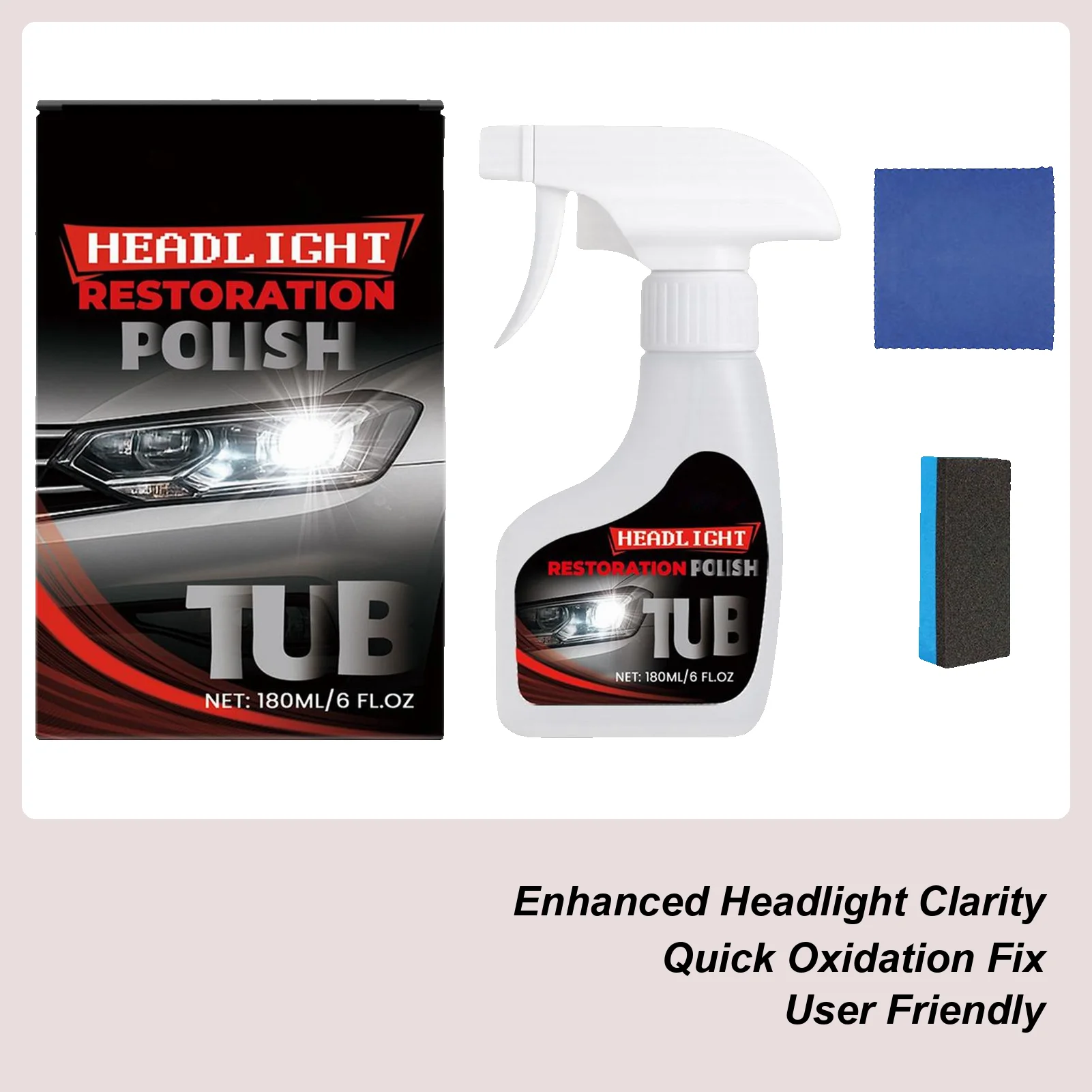 Набор для восстановления фар автомобиля, 180 мл, спрей для удаления царапин автомобиля, спрей для глубокой очистки автомобилей, спрей для глубокой очистки от размытия