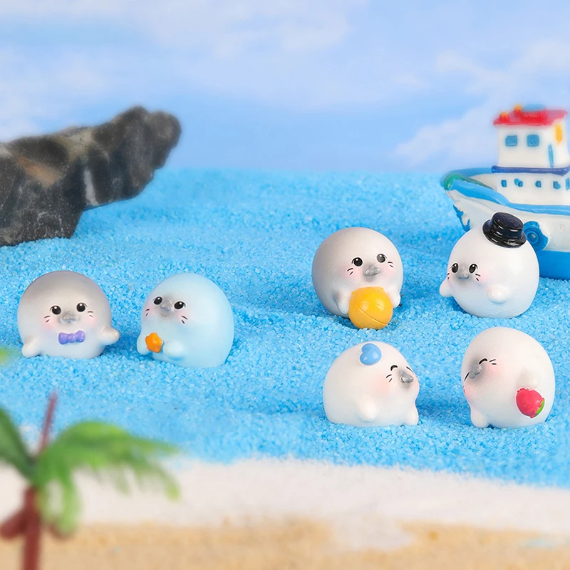 

1Pc Mini Marine Animals Figurine Bowknot Seal Micro Landscape Ornament Fish Tank Aquarium Decoration