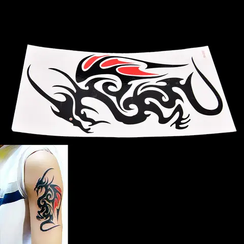Waterproof Temporary Tattoo Sticker Body Art 10.5*6cm Dragon Tattoo Totem Water