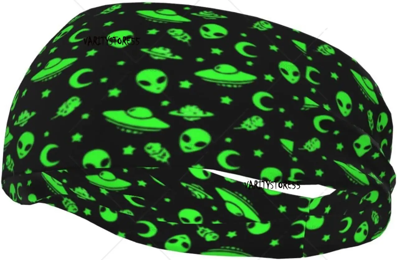 

Unisex Workout Wristbands Alien Funny Spaceships Planet Multifunctional Sports Sweatbands Men's Performance Headband