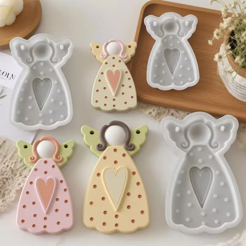 

Силиконовая форма для подвесного украшения «Безликий ангел» (DIY), высококачественная, новая, с текстурой в виде сердечек и точек, для изготовления изделий из смолы, гипса и бетона