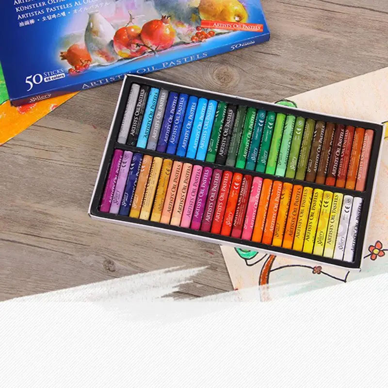 Water-soluble Crayons 48 Vibrant Colors Child Oil Pastels Wear Resistant for Kids Students Party Favors Artist Painter