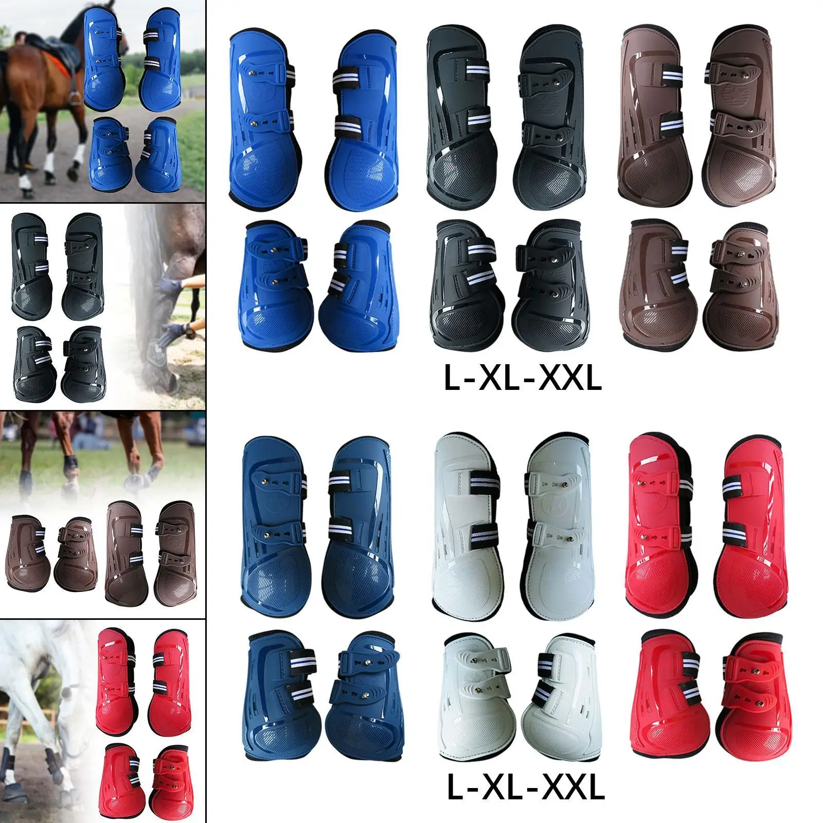 4x Horse Boots Leg Wraps Multifunction Reusable Portable Front Hind Leg