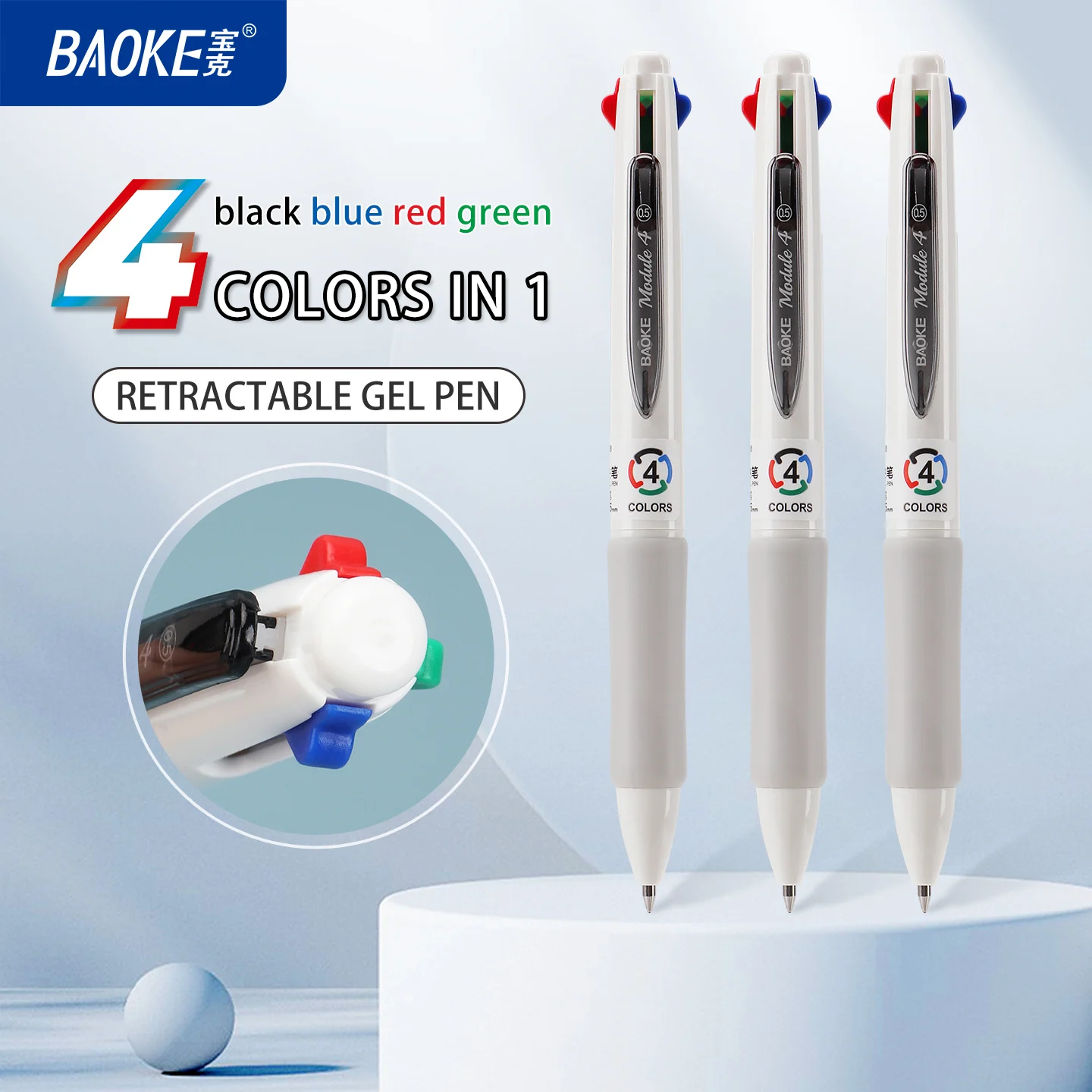 

BAOKE PC1969 6 шт. разноцветная гелевая ручка 0,5 мм 4-в-1 студенческие цветные ручки тонкие ручки для планировщика ведения журнала в ассортименте