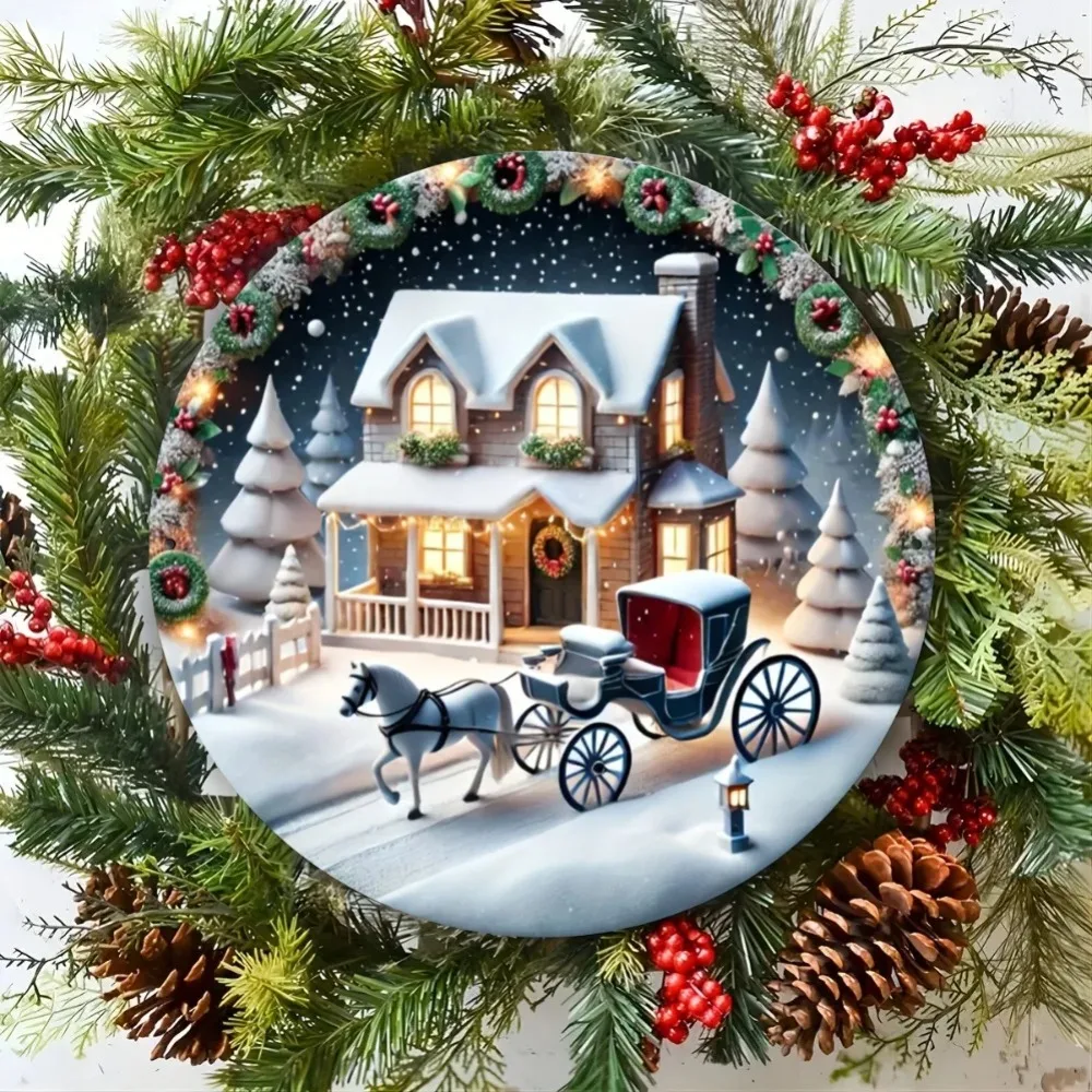 Vintage Christmas Horse Carriage Sign | Holiday Home Party Decor | Perfect Gift for Christmas Lovers & Home Decor Fans