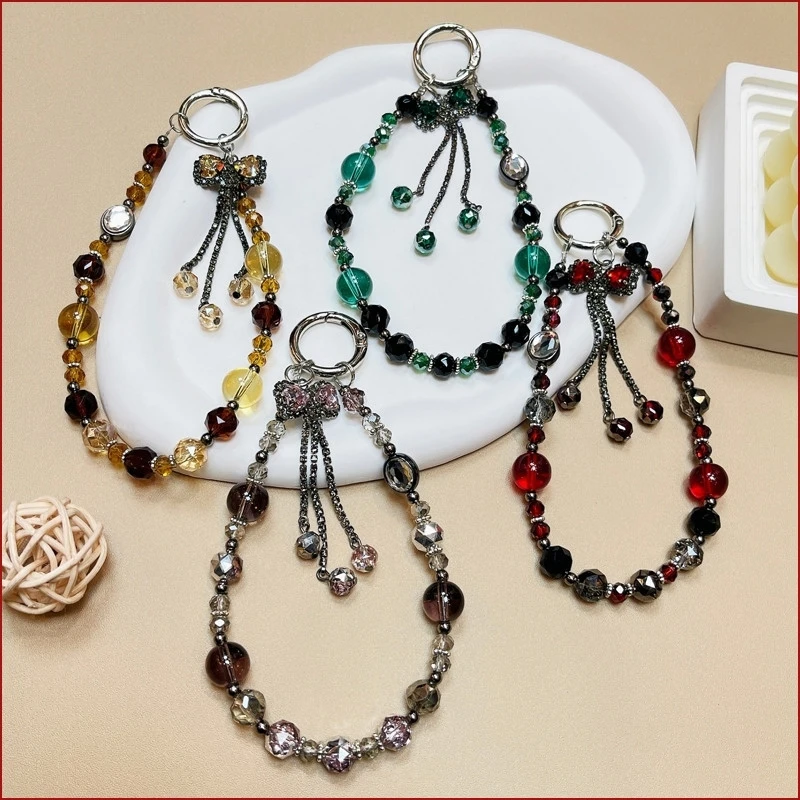 

Красочный роскошный модный ремешок с кисточками и бантом для мобильного телефона, высококачественный универсальный кулон с бриллиантами, аксессуары с кристаллами, цепочка