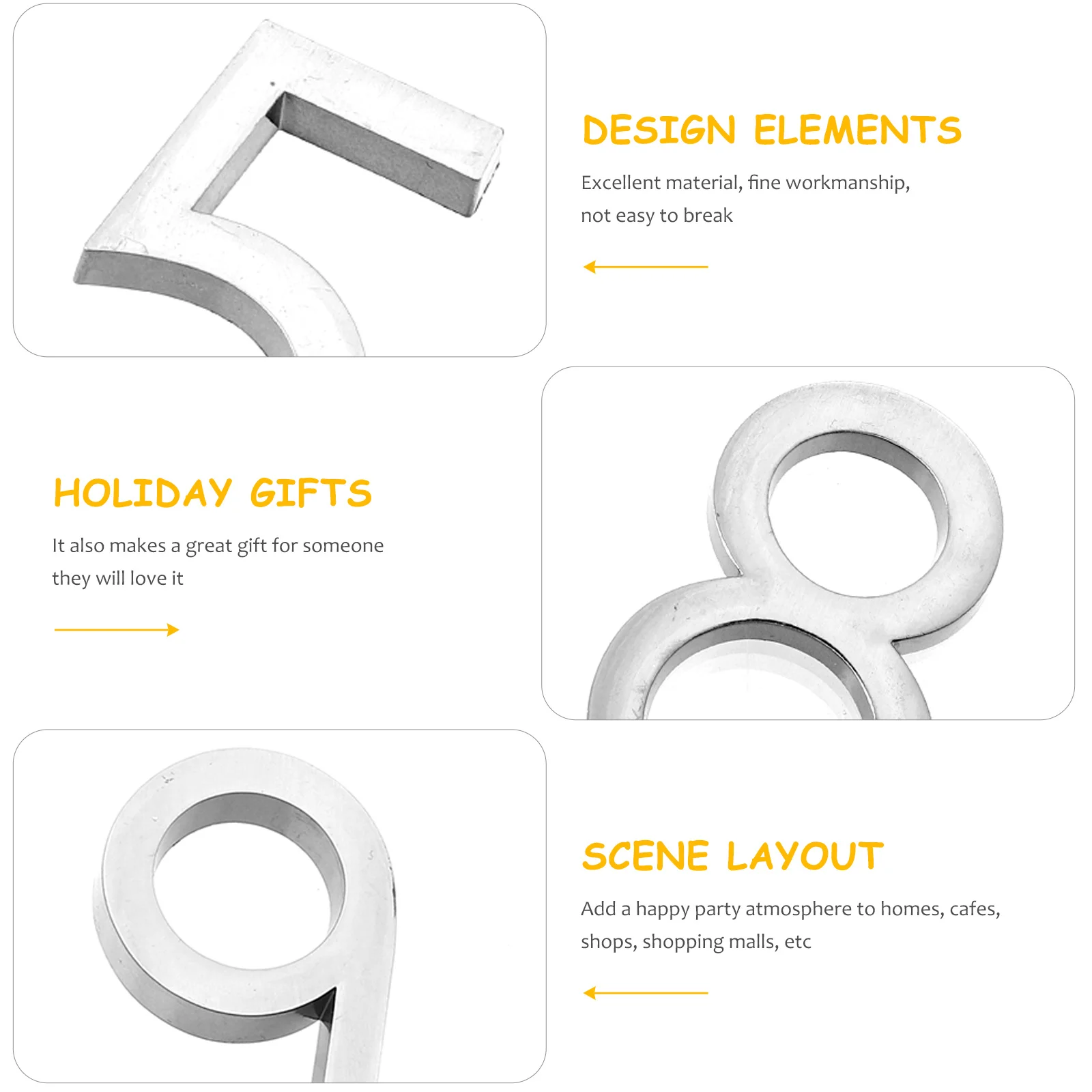 

10 Pcs Digital Door Number Adhesive Stickers House Mailbox Street Address Numbers ABS Resin Sign Plaque Modern Office