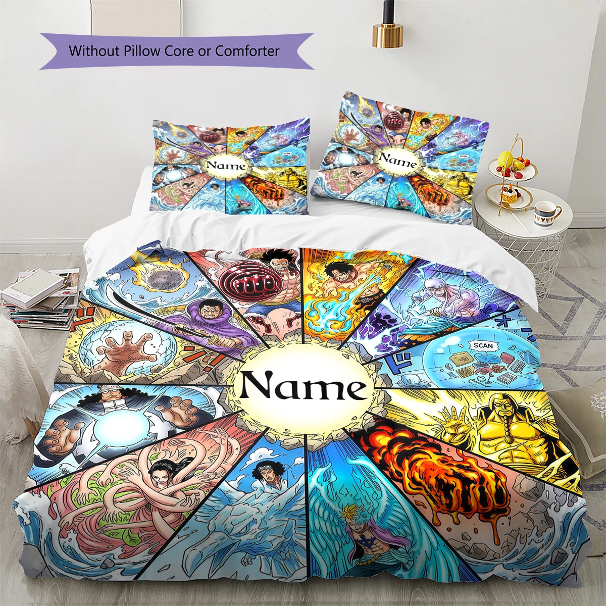 Custom Name One Piece Puzzle  Comfortable Soft Duvet Cover, Sizes Available (1 Duvet+2 Pillowcases No Core), Various Sizes -HE86