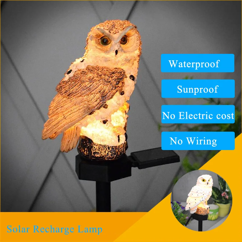 Hot Selling Owl Solar Resin Lawn Lamps Floor Lantern Waterproof No Wiring Garden Villa LED Courtyard Decoration Landscape Lights