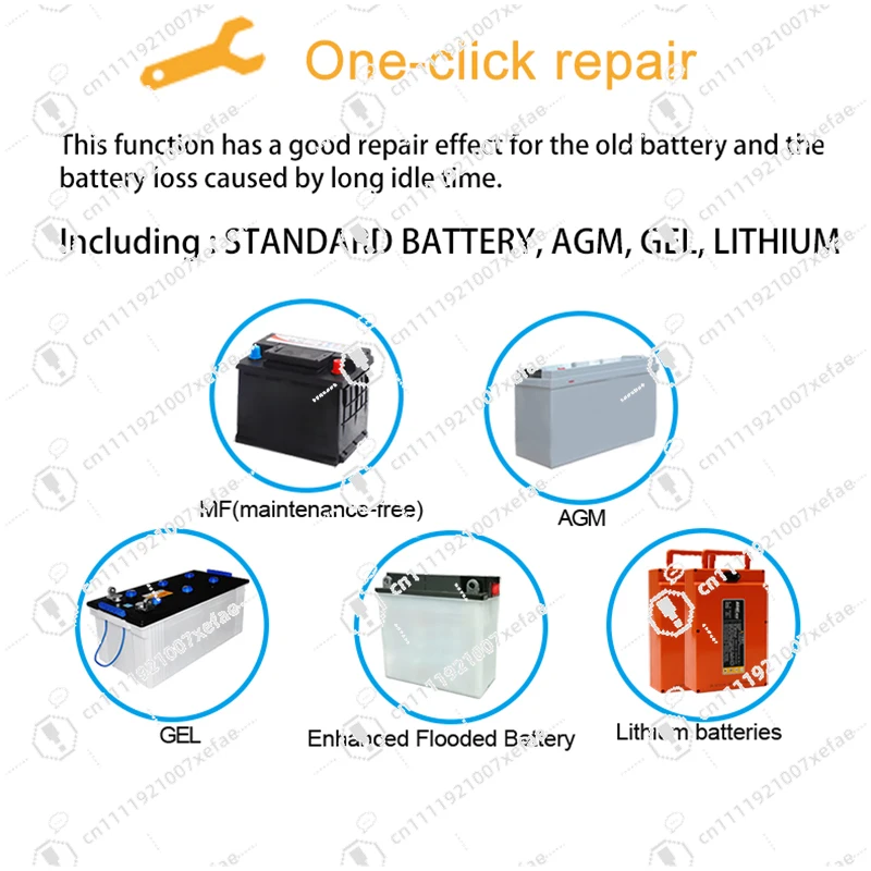 6V/12V/24V smart LCD screen car battery charger 26A lithium battery identification and repair 8-stage charging ETL certified sol