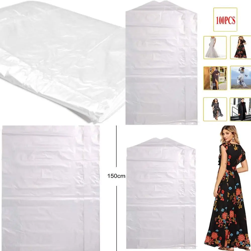 

100 Pack Clear Garment Bags for Wedding Dresses, Skirts, Jackets - 23.6x59 Inches