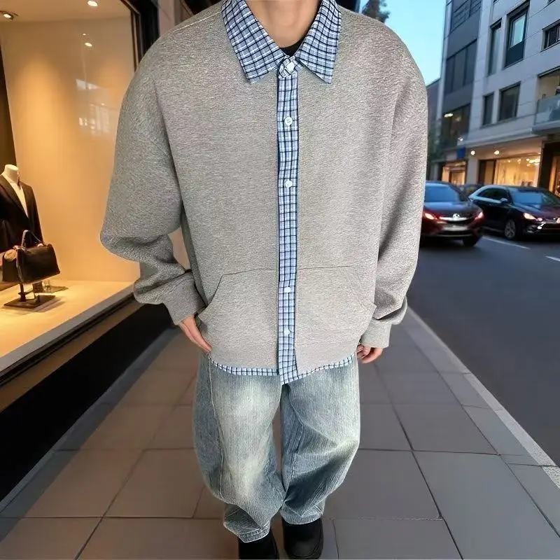 Men's Plaid Shirt Jacket Youthful Style Long Sleeve Standard Fit Polyester Fabric Casual Wear Autumn Winter Heavyweight Coupl...