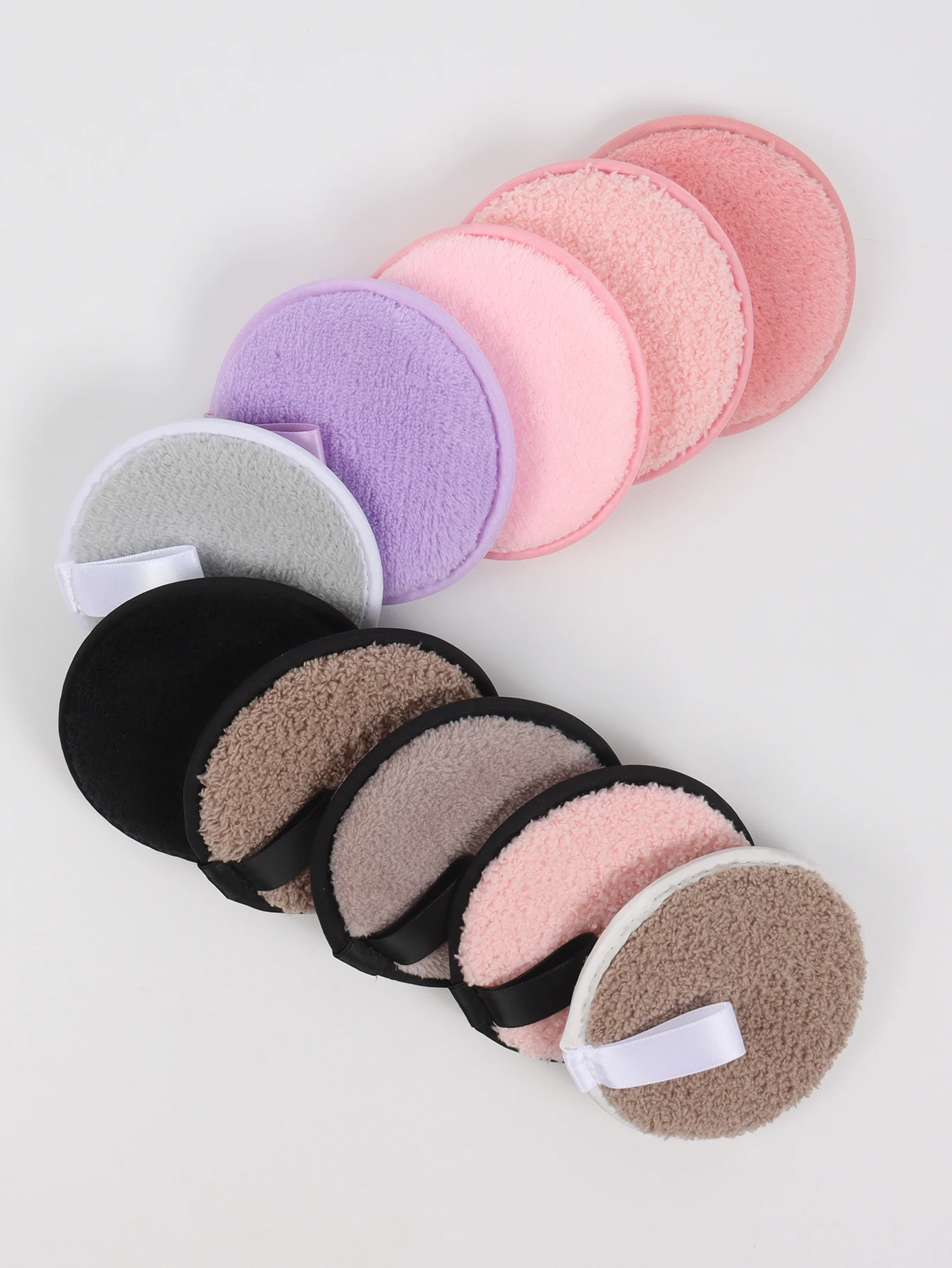 Random Slacker 5-10-20 Pack Reusable Double-Sided Face Wash Puff, Round Design Non-Latex Dry-Wet Dual-Use Foundation Makeup Cr