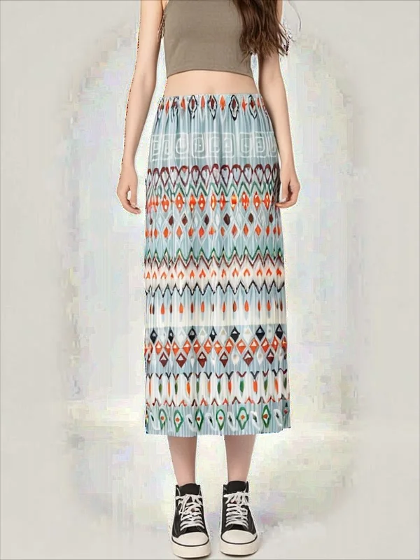 

Miyake Pleated 2025 Summer New Printed Midi Skirt for Women with A Niche Design, Showing A Slimming Temperament, Pleated Skirt