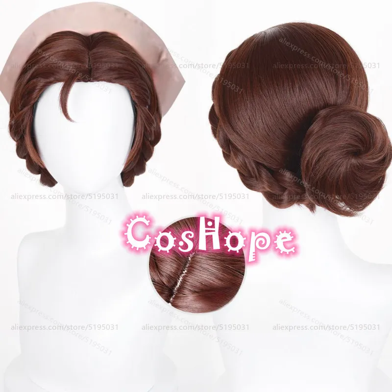 

IDV Doctor Emily Dyer Cosplay Wig with Bun 32cm Short Dark Brown Wig Cosplay Anime Heat Resistant Synthetic Wigs for Costume