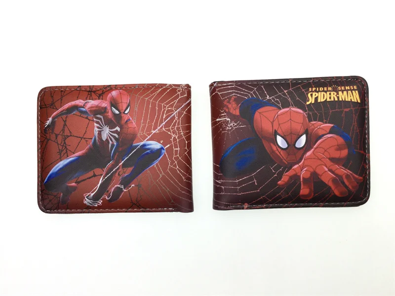 Comics Marvel PU Leather Wallet Superhero Spiderman Purse Zipper Pocket for Young