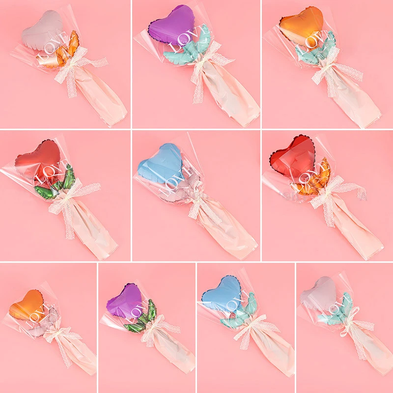 5PCS Mixed Color Love Rose Balloon Bouquet Gift Mother\'s Day Gift Valentine\'s Day Wedding Party Supplies