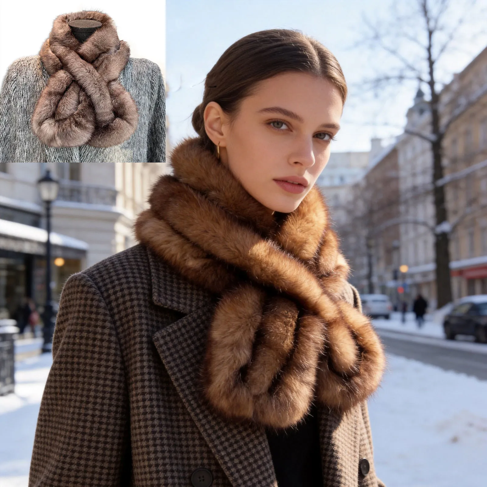 

Women Real Rabbit Fur Scarf Shawl Woman Winter Warm Neck Warmer Luxury Real Fur Muffler Collar Soft Thick Cozy Woman Accesories