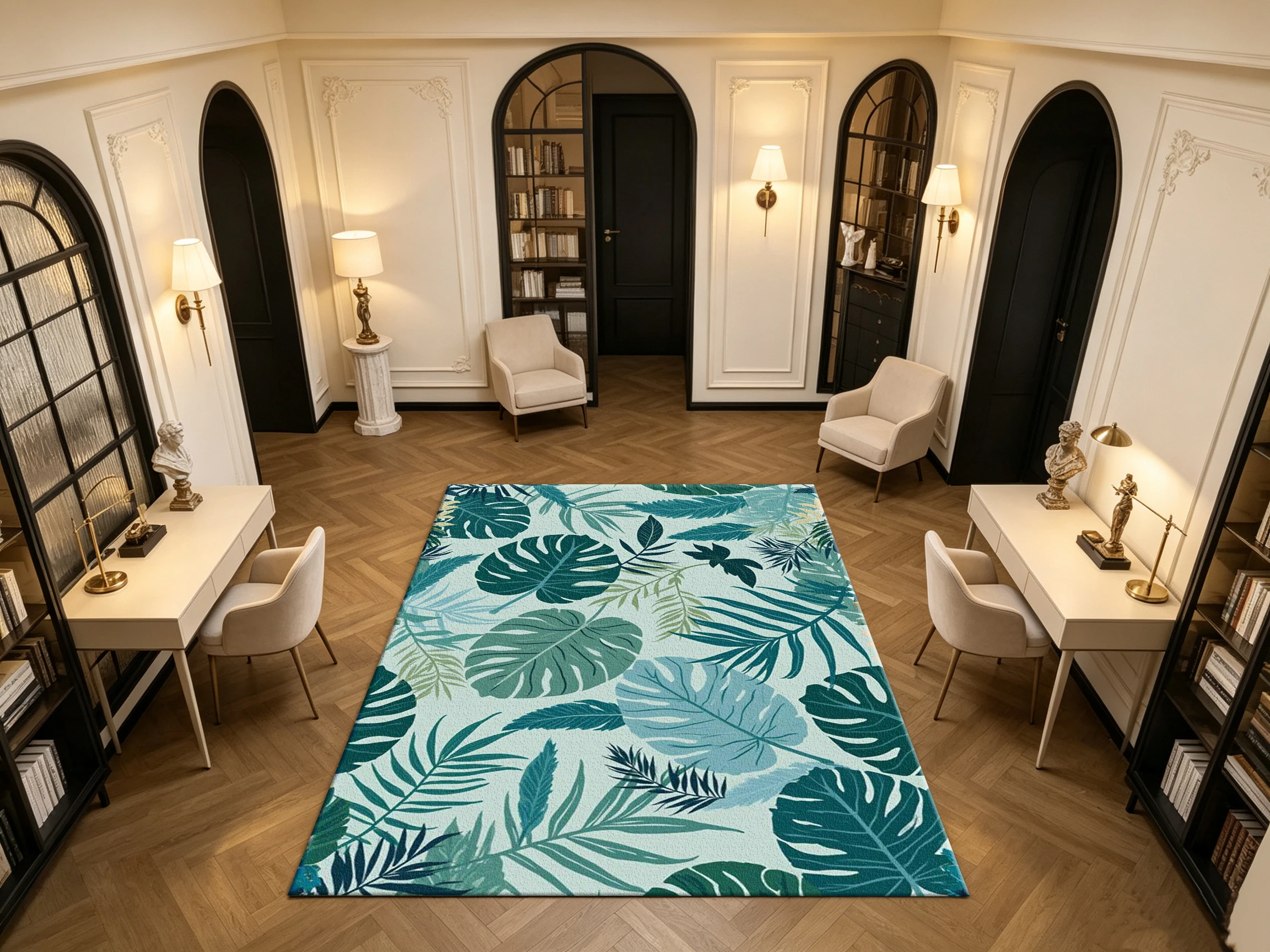 Tropical Monstera Palm Leaf Carpet Flooring Jungle Botanical Household Indoor Decor Floor Rug