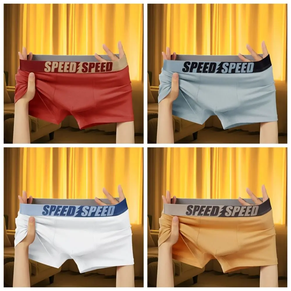 3PCS Fashion Plus Size Men's Boxer Briefs Mid Waist Elastic Underwear for Man Lingerie Seamless Letter Printed Panties Gifts